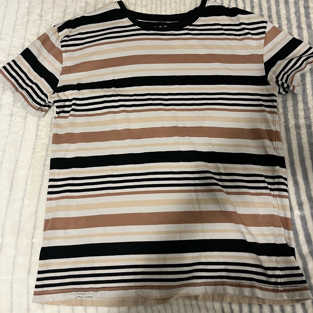 RSQ Black and Brown Striped Short Sleeve Tee